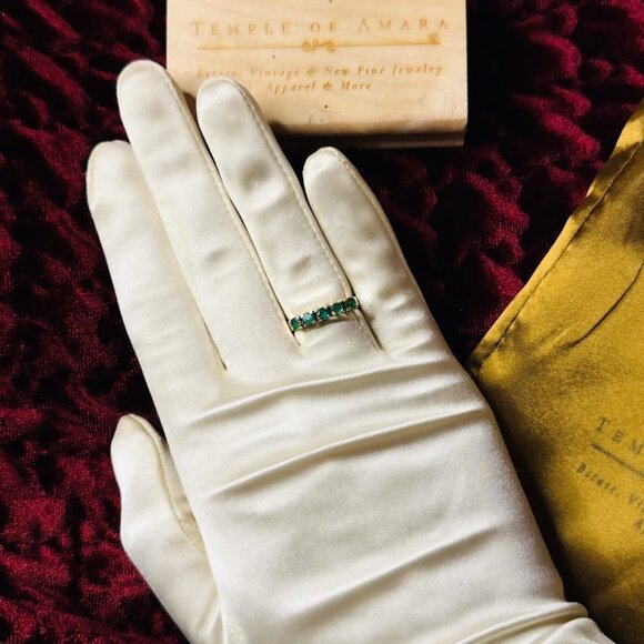 ANTIQUE- 10K Gold- Natural Emerald Ring- Size 7- 1/2tcw- Five Stone Ring -2.1g - Picture 7 of 16